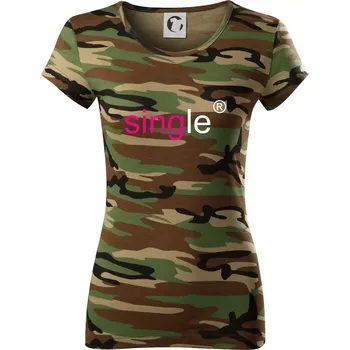 Dámské tričko Single nápis copyright - Dámské maskáčové triko - XS ( Hnědý maskáč )