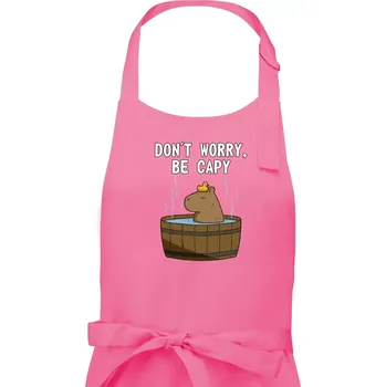 Kuchyňská zástěra Don't worry be capy - Dámská zástěra na vaření - Univerzální velikost ( Růžová )