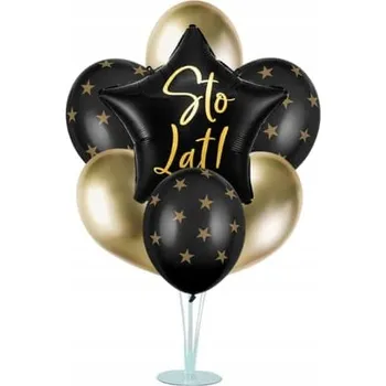 Balónek Sada balónků na stojanu hvězda Sto Lat (100 let) černá stojící dekorace