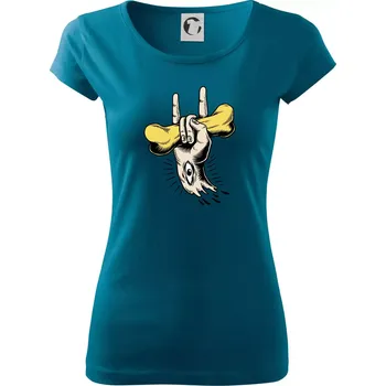 Dámské tričko Rocková ruka kost a oko - Dámské triko Pure - 3XL ( Petrolejová )