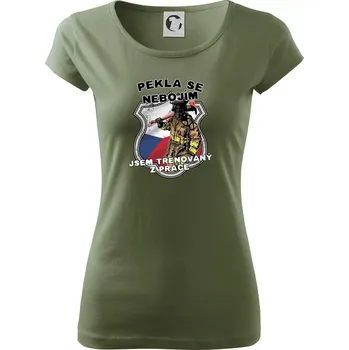 Dámské tričko Hasič jsem trénovaný z práce - Dámské triko Pure - XS ( Khaki )