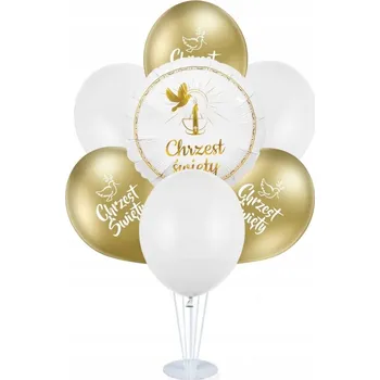 Balónek Sada balónků na stojanu Křest Svatý zlatý holoubek