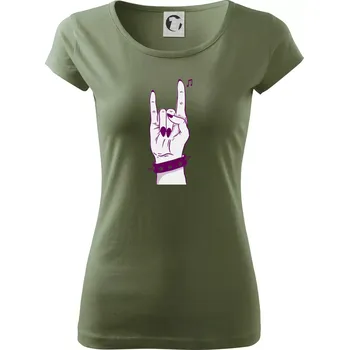 Dámské tričko Rocková ruka dámská - Dámské triko Pure - M ( Khaki )