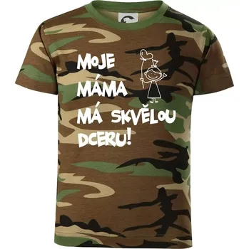 Chlapecké tričko Moje máma má skvělou dceru - Dětské maskáčové triko - 134 cm/8 let ( Hnědý maskáč )
