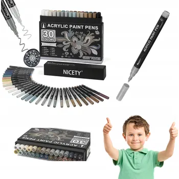 AKRYLOVÉ FIXY NICETY, 30 KUSŮ ODSTÍNY ŠEDÉ