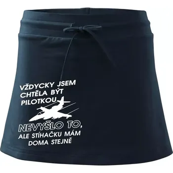 Dámská sukně Chtěla jsem být pilotkou stíhačku mám doma - Sportovní sukně - two in one - M ( Námořní modrá (velmi tmavá - téměř černá) )