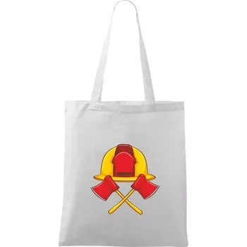Hasičská helma a sekera - Taška bavlněná - 42 x 38 cm ( Bílá )