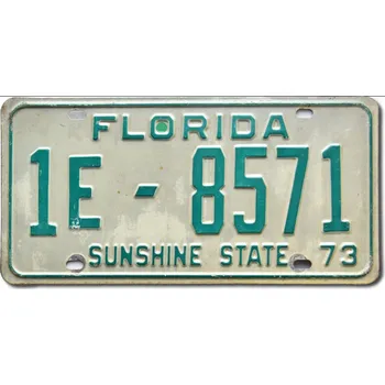 Plechová cedule Americká SPZ Florida Sunshine State 1973 White 1E-8571