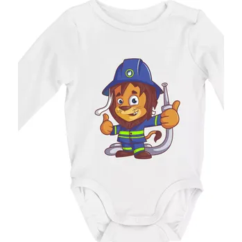 Hasič lvíček - Body kojenecké s dlouhým rukávem - Dlouhý r. 3-6 měs ( Bílá )