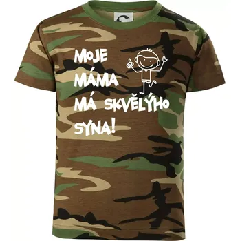 Moje máma má skvělýho syna - Dětské maskáčové triko - 104-110cm / 3-4 roky ( Hnědý maskáč )