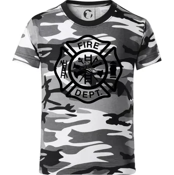 Chlapecké tričko Fire dept. logo - Dětské maskáčové triko - 146 cm/10 let ( Šedý maskáč )