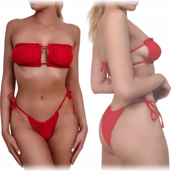 Dámské plavky DVOUDÍLNÉ PLAVKY MINI BIKINI TANGA TANGÁ MODELUJÍCÍ POSTAVU M