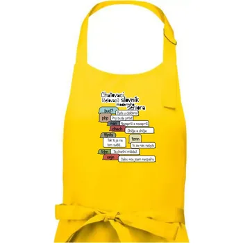 Kuchyňská zástěra Chatovací slovník moderního seniora (Běžící češtinář) - Pánská zástěra na vaření - Univerzální velikost ( Žlutá )