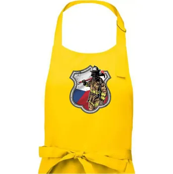 Kuchyňská zástěra Hasič erb - Česká vlajka - Dámská zástěra na vaření - Univerzální velikost ( Žlutá )