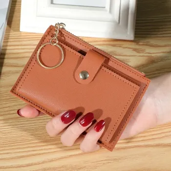 Peněženka Ultra tenká zipová peněženka na cesty | peněženka, pouzdro - Hnědý