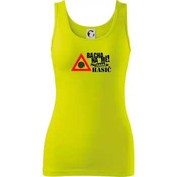 Dámské tričko Bacha na mě! Můj táta je hasič - Dámské tílko - L ( Limetková )