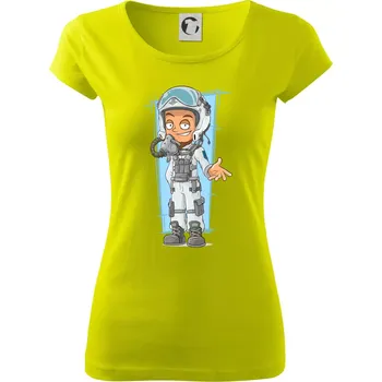 Dámské tričko Vesmírný voják oranžový - Dámské triko Pure - M ( Limetková )