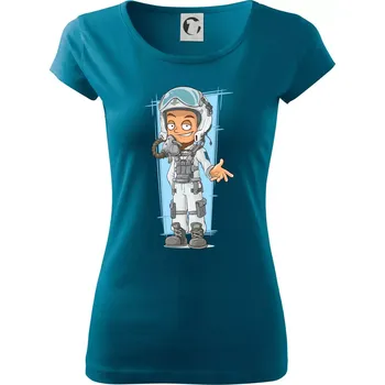 Dámské tričko Vesmírný voják modrý - Dámské triko Pure - 2XL ( Petrolejová )