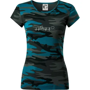 Hokejový brankář EKG - Dámské maskáčové triko - M ( Petrolejová maskáč )