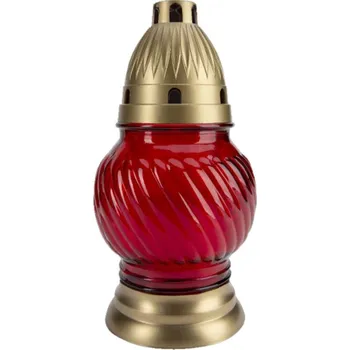 Smuteční dekorace Lampička hřbitovní KOULE PROUŽEK skleněná 100g d11x20cm