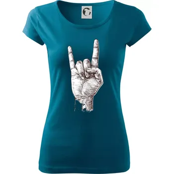 Rocková ruka kreslená - Dámské triko Pure - XS ( Petrolejová )
