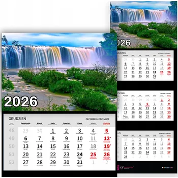 Kalendář Nástěnný Kalendář Trojdílný 2026 ZAČAROVANÝ VÝHLED Do Kanceláře Dárek Vzory
