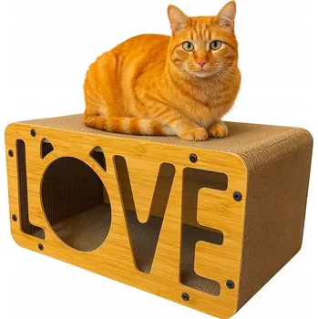 Škrabadlo pro kočky pelíšek dvoupatrové 2v1 domeček šanta kočičí (F080)