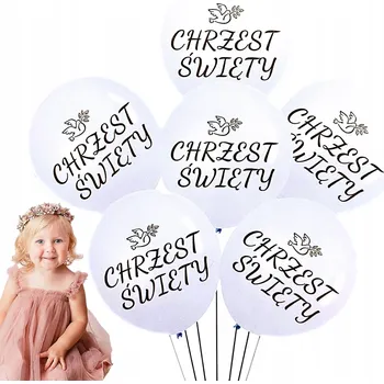 Balónek SADA balónků na křtiny Svatý bílé zlaté 6 Ks