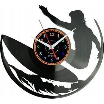 Hodiny SURFOVÁNÍ JÍZDA NA PRKNU BODYBOARD NÁSTĚNNÉ HODINY VINYLOVÁ DESKA DÁREK SUVENÝR