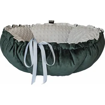 Pelíšek pro psa LAUREN design Pelech Daisy VELVET, lahvově zelená/šedá Velikost: průměr 65 cm