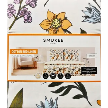 Povlečení Bavlněné Povlečení 220 x 200 + 2 povlaky na polštáře KRÉMOVÉ KVĚTY