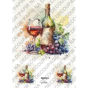Umělecký papír Rýžový a soft papír na decoupage - Víno - KB01626 Materiál: Soft, Rozměr: A4