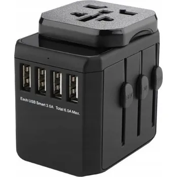 Cestovní adaptér MicroConnect World, 4 USB A