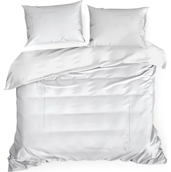 Povlečení Povlečení 220X200 z bavlněného saténu, bílé s jemnou výšivkou