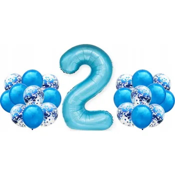 Balónek Sada MODRÁ k 2. NAROZENINÁM 100 cm VELKÉ balónky