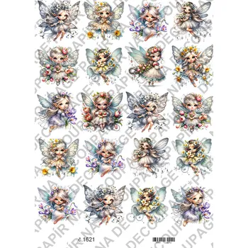 Umělecký papír Rýžový a soft papír na decoupage - Víla bílá - KB01621 Materiál: Soft, Rozměr: A4