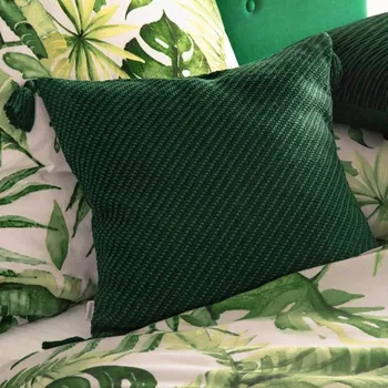 Povlečení Povlak na polštář MORRIS s třásněmi zelený