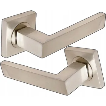 Dveřní kování KLIKA DVEŘNÍ PRO DVEŘE ODOLNÁ RUBUS ŠTÍTEK ČTVERCOVÝ NIKL SATÉN