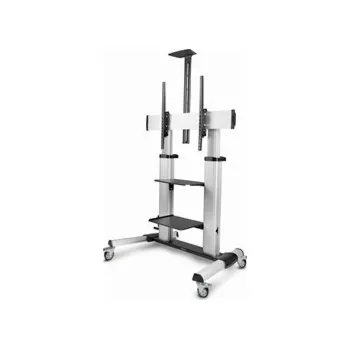 Televizní držák StarTech.com Rolling TV Cart/Stand On Wheels, Up to 100inch/220lb Screens - Vozík - pro plochý panel - plast, hliník, ocel - černá, stříbrná - velikost obrazovky: 60"-100"