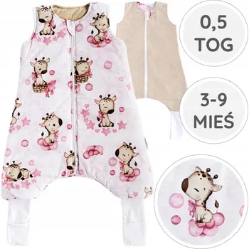 Spací pytel pro miminko LETNÍ MUŠELÍNOVÝ SPACÍ PYTEL S PONOŽKAMI 1,0 TOG BAVLNA POLSKÝ Vel. XS BabyU