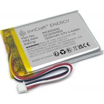 Článková baterie Nabíjecí Baterie Lithium-Polymerový innCraft 1200 mAh 3.7 V INC603450 ZHR-3