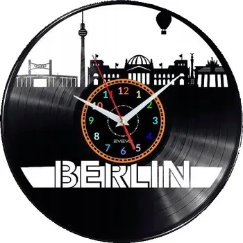 Hodiny BERLÍN MĚSTO NÁSTĚNNÉ HODINY DEKORATIVNÍ MODERNÍ VINYLOVÁ DESKA