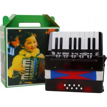 Hudební nástroj pro děti AKORDEON 8 BASŮ PRO DĚTI, HUDEBNÍ NÁSTROJ PRO VÝUKU A HRANÍ, 17 KLÁVES