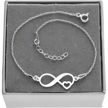Náramek Stříbrný náramek nekonečno srdce srdíčko písmenko KRABIČKA STŘÍBRO