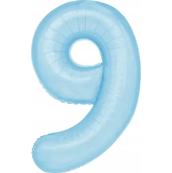 Balónek Id_2339_9_bł FÓLIOVÝ BALÓNEK ČÍSLICE 9 SVĚTLE MODRÁ MODRÁ BALÓNKY 100 cm DEVĚT