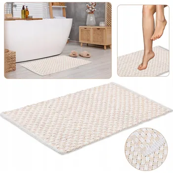 Koupelnová předložka Bílo-krémová Pletená Koupelnová Předložka/Kobereček 50x80cm - VYSOKÁ SAVOST Mikrovlákno