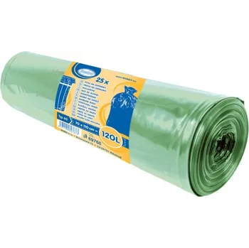 Pytle na odpadky Wimex Barevné pytle na tříděný odpad 120 l, zelené, 70 × 100 cm, MDPE, 47 µ, 25 ks