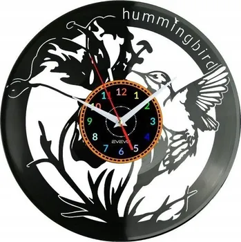 Hodiny KOLIBŘÍK PTÁK HODINY NÁSTĚNNÉ DEKORATIVNÍ MODERNÍ VINYLOVÁ DESKA VINYL NA ZEĎ