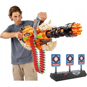 Dětská zbraň X-SHOT INSANITY HORRORFIRE MINIGUN PISTOLE SADA DREAD HAMMER + TERČ