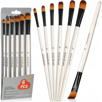 Umělecký štětec Sada malířských štětců 6 kusů Štětce Kočičí jazýček UMĚLECKÉ NYLONOVÉ